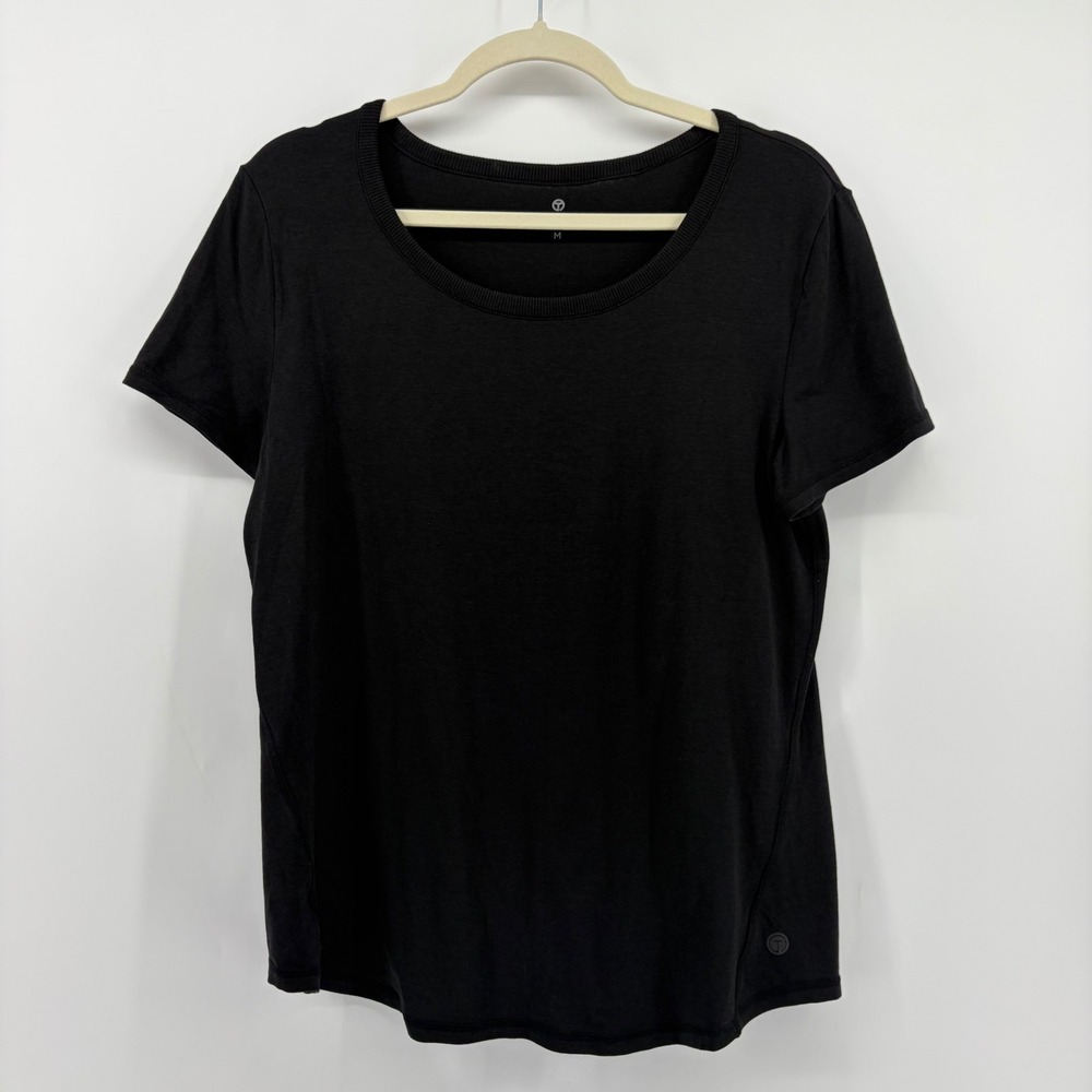 T by Talbots Womens Medium Black T-Shirt Scoop Neck‎ Cotton Modal Active Top